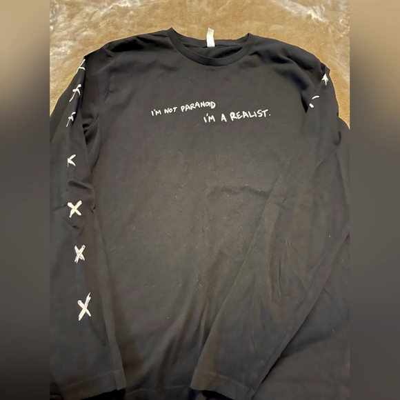 Heritage Other - Mens Cotton Heritage Black Long Sleeve Shirt with Graphic Design Size Medium